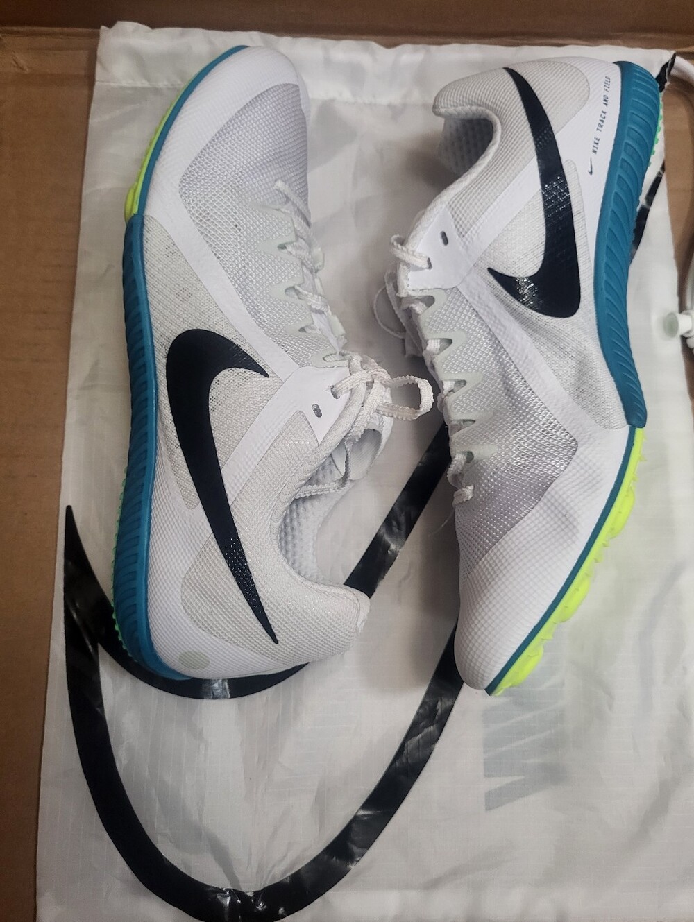 Nike Zoom Rival Multi Track And Field Spikes White/Black/Green Men Size 11 NEW